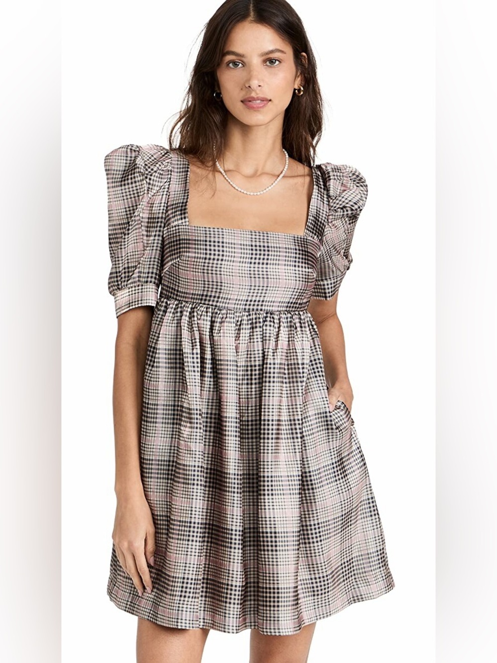 En Saison Plaid Organza Mini Dress